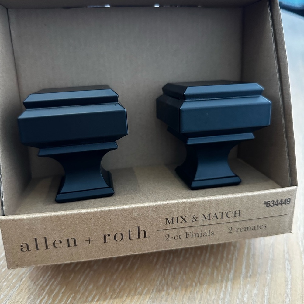 allen + roth 1-Pack black matte finish Curtain Rod Finials
